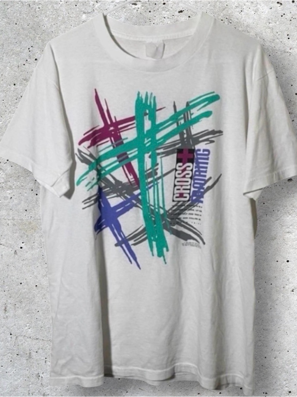 Vintage 1992 Cross Training Matthew 16:24 Bible Verse T-Shirt // L